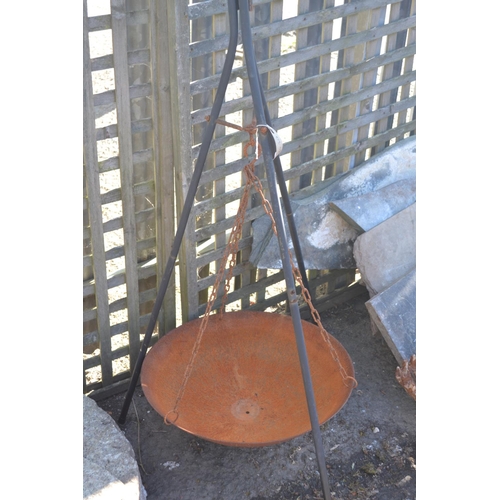 11 - Hanging tripod garden burner. H115cm