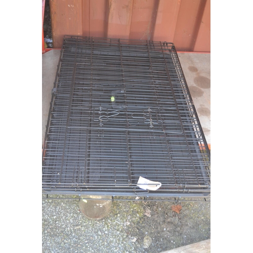 59 - Large folding dog cage. with tray base. L 90cm w 57cm 