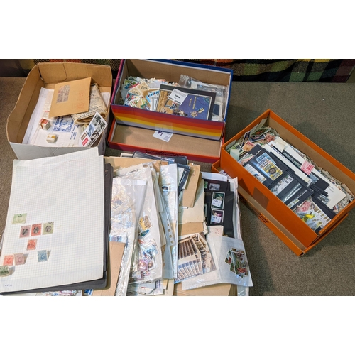 39 - Mixed Lots; medium carton containing 2 shoeboxes of mainly loose world stamps, many others in odd pa... 