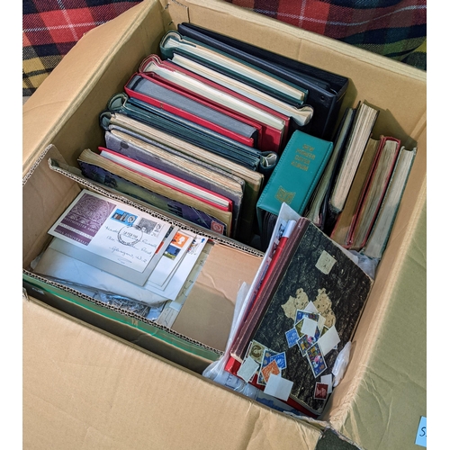 9 - Mixed Lots; a large and heavy carton containing 17 mixed albums and stockbooks, 3 empty standard bin... 