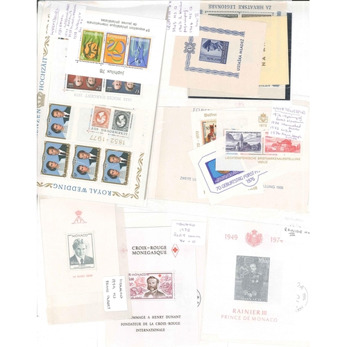1006 - Europe; Miniature Sheets; European selection of mainly u.m. m.s./sheetlets (a few m.m. or c.t.o.) of... 