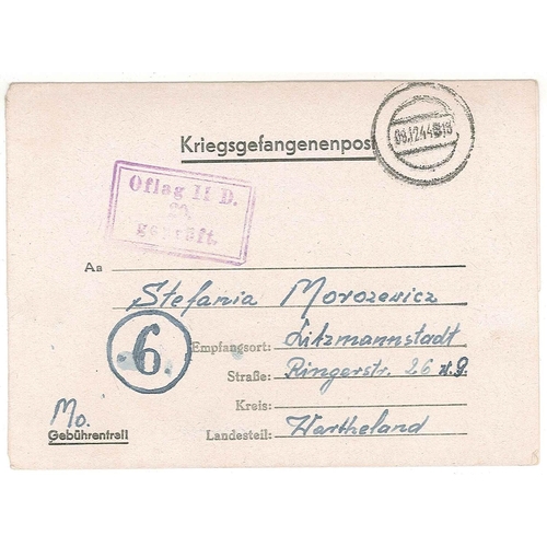 1039 - Covers; Prisoner of War Mail; 1944 lettersheet from Polish prisoner at Oflag IID to 