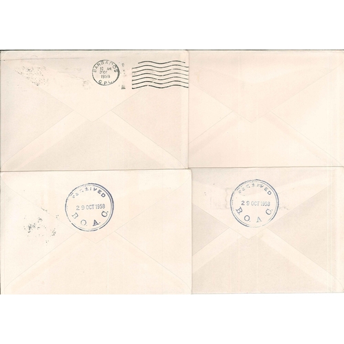 1028 - Covers; 1958 four BOAC London/Caracas first flight covers, stamped Barbados, Bermuda, Trinidad &... 