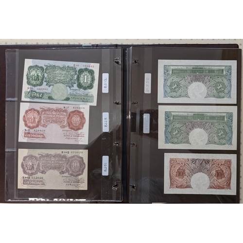 53 - Banknotes; United Kingdom; Bank of England; collection in album of 10/- (23), £1 (19), and &po... 