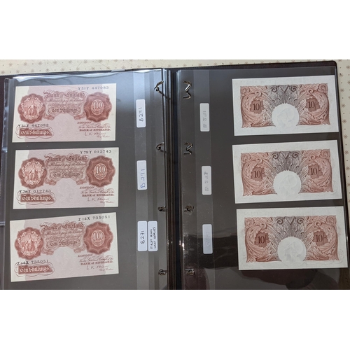 53 - Banknotes; United Kingdom; Bank of England; collection in album of 10/- (23), £1 (19), and &po... 