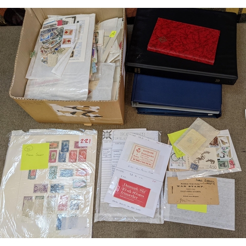 11 - Mixed Lots; medium box of world stamps in packets, plus remainder club books of Scandinavian booklet... 