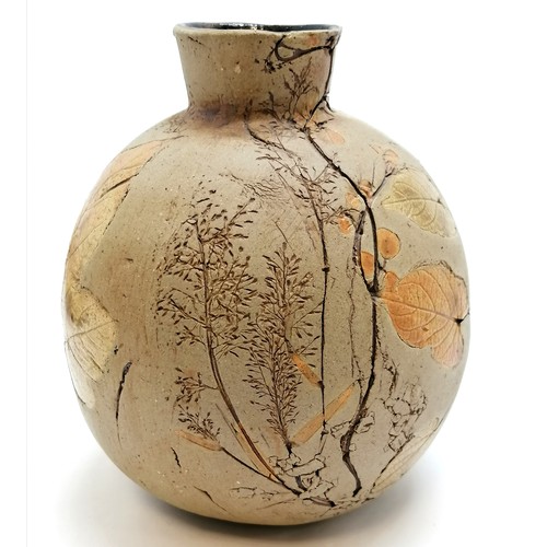 38 - 5 studio pottery inc Karin Hessenberg twin handles bowl, John Jelfs vase (23cm), slab work vase etc.... 