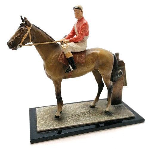 5 - Austrian cold painted spelter table lighter in the form of a racehorse and rider. Marked to the base... 