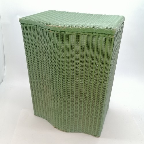 Vintage green painted Lloyd Loom laundry basket in good cond... Barnebys