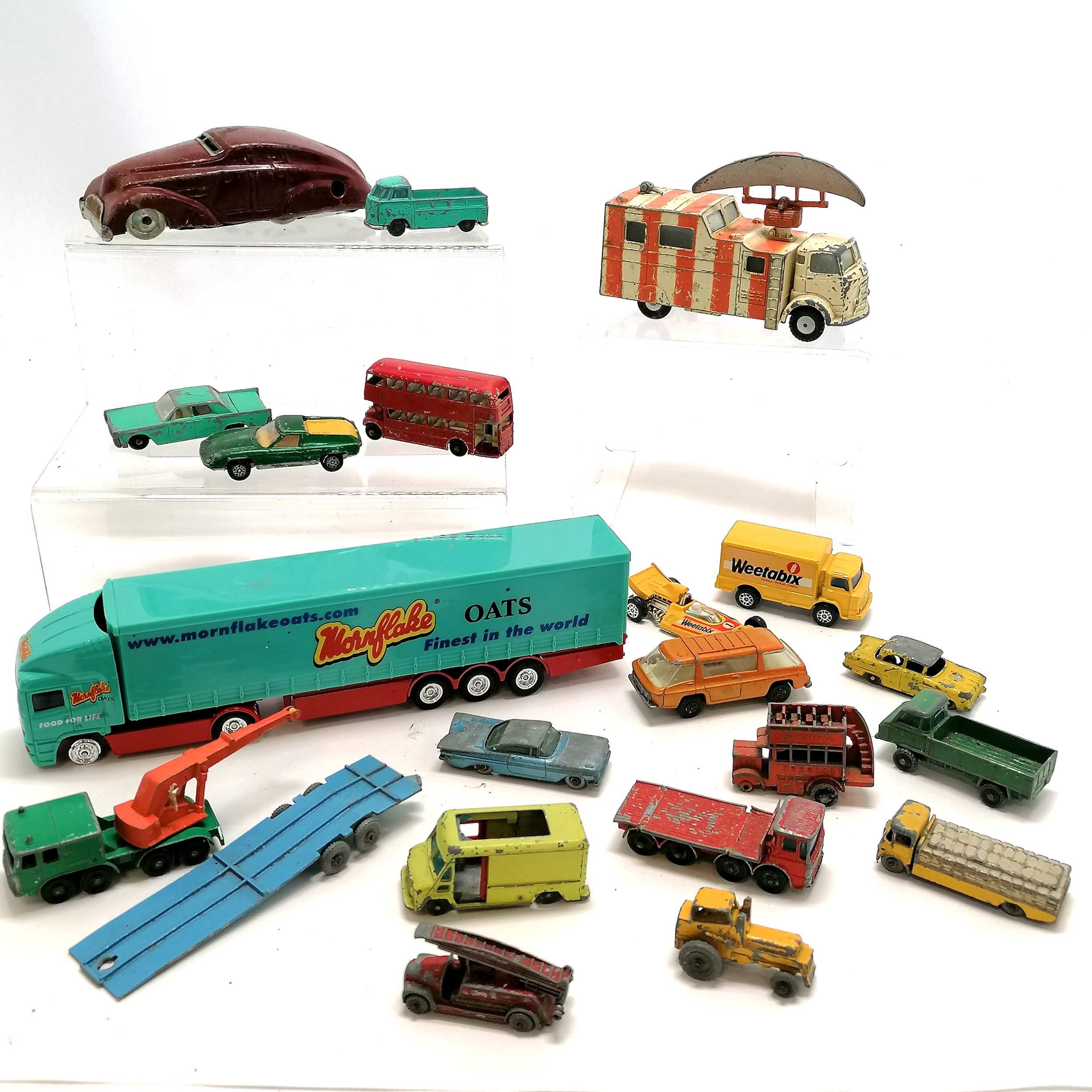 Qty of toy cars inc corgi karrier gamecock, Mornflake Oats lorry ...