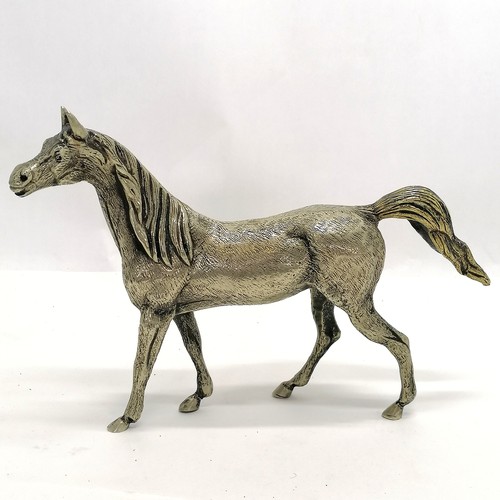 48 - Cast silvered bronze figure of a horse - 17cm high