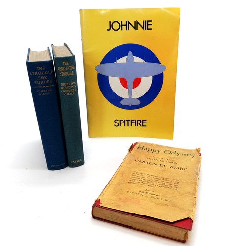 59 - 4 x military books ~ 1950 Happy Odyssey : memoirs of Sir Adrian Carton de Wiart, 1980 Johnnie Spitfi... 