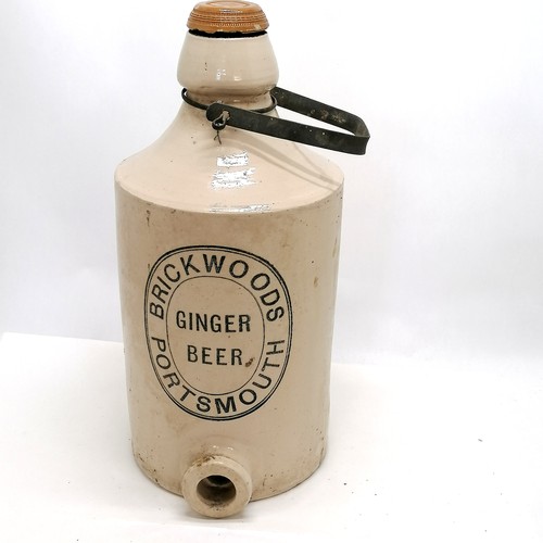 142 - Large Brickwoods Portsmouth ginger beer stoneware flagon (48cm high) stamped Bristol. Ginger Beer fl... 