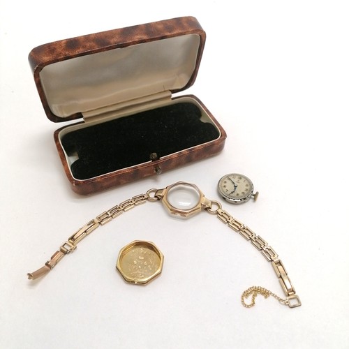 387 - Rolex Tudor 9ct gold cased ladies manual wind in a Rolex RWC case on a 1/10th 12ct rolled gold brace... 