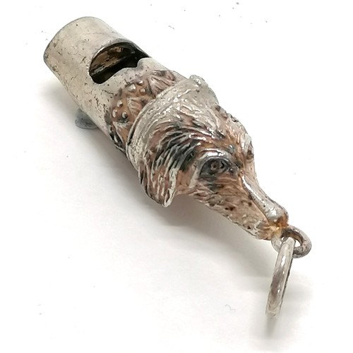400 - Novelty 925 silver dog head whistle - 11g & 5cm