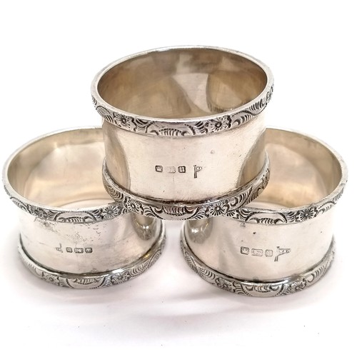 437 - 3 x silver napkin rings with souvenir of voyage nautical flag decoration from RMS Appam, Tarquah & F... 