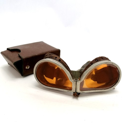 449 - Pair of WWII anti-glare goggles in original card box (hand inscribed to top Bernard Potter) ~ losses... 