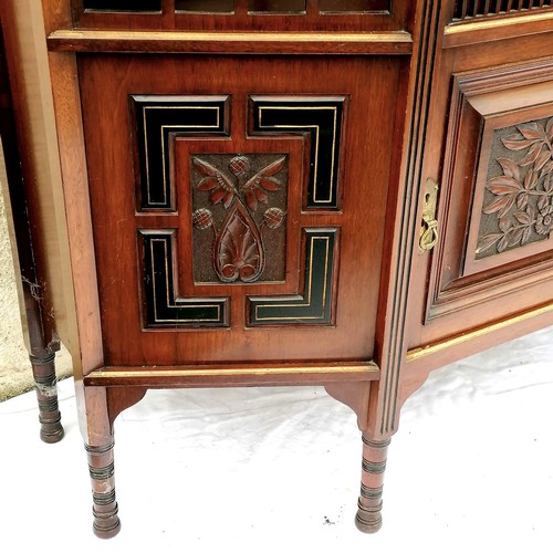 558 - Aesthetic Movement mahogany glazed top cabinet in the manner of Bruce Talbot - 214cm high x 106cm wi... 