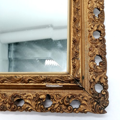 624 - Antique gilt framed mirror with bevel glass - 43cm x 37cm ~ slight loss to detail of frame otherwise... 