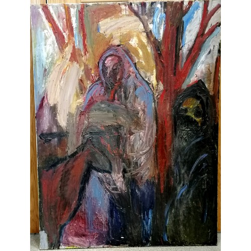 645 - Large surreal oil painting on canvas signed verso Christopher Le Brun 1993 - 102cm x 76cm