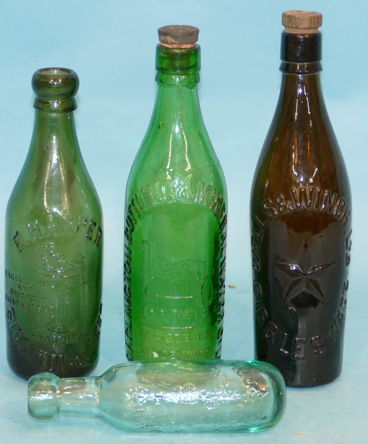 4 x Coloured Glass Bottles 