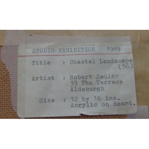 586 - Robert Sadler (1909-20010 - 'Coastal Landscape', unsigned, acrylic on board, inscribed Studio Exhibi... 