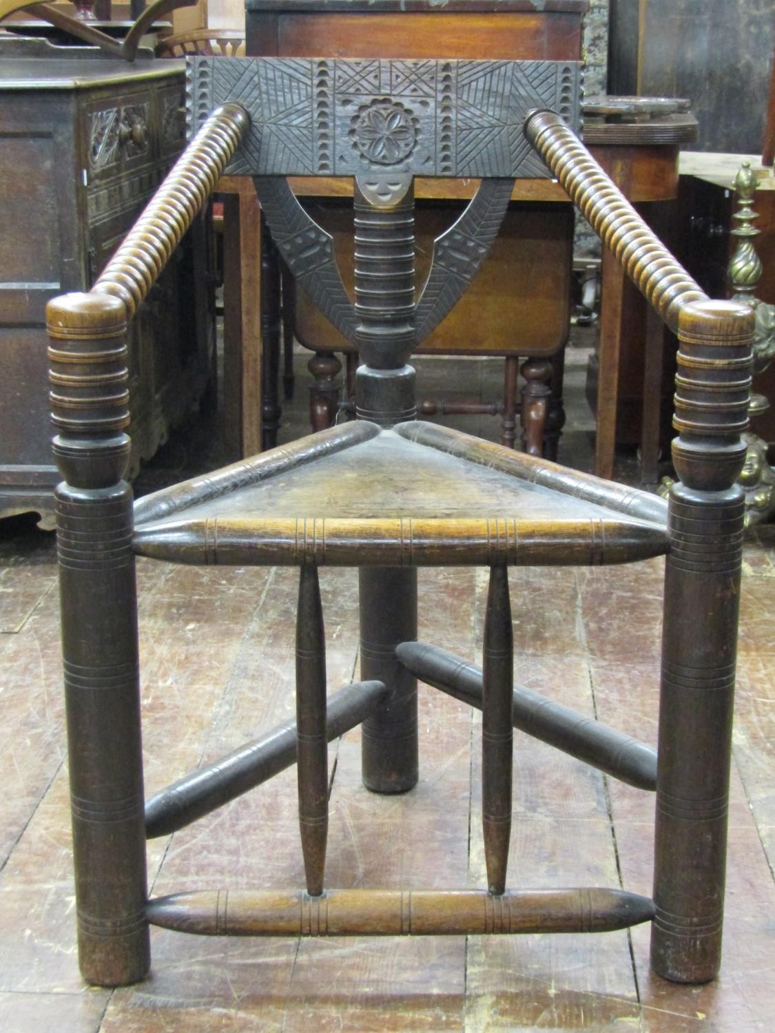 Antique turners chair of usual form with auctions & price archive