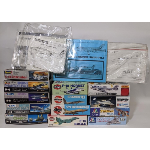 2 - Collection of 17 1/72 scale model kits including models by Fujimi, Revell, Airfix, Italaeri, Tamiya,... 