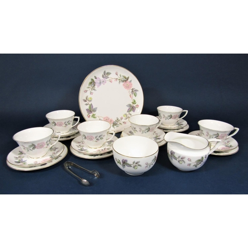 35 - A collection of Royal Worcester June Garland pattern teawares comprising milk jug, sugar bowl, cake ... 