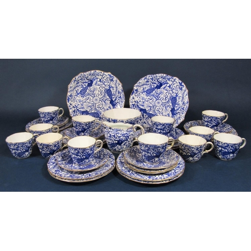 40 - A collection of early 20th century Royal Crown Derby teawares with blue and white printed decoration... 