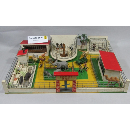Vintage model zoo with a animals, zoo keepers, bear pit, cag... | Barnebys