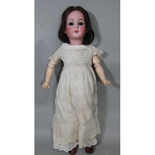18 - Circa 1920 bisque head doll made in Germany by Adolf Wislizenus, with blue closing eyes, open mouth ... 