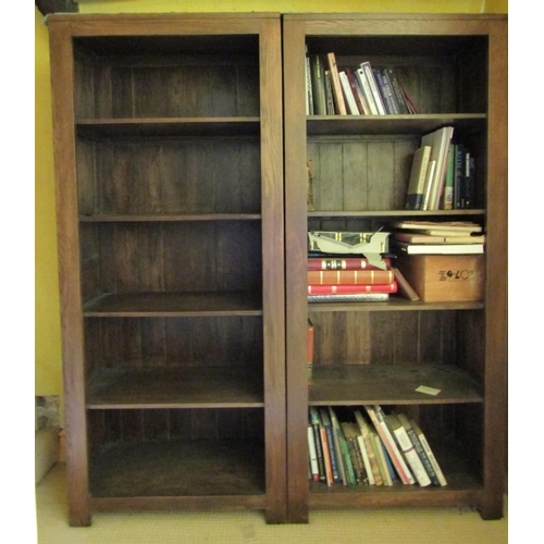 165 - A pair of contemporary open bookcases, each with four fitted shelves, 175cm high x 75cm wide