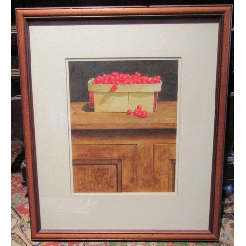 178 - Nigel Ashcroft - Study of Redcurrants in a basket, watercolour, 36 x 29cm