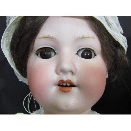 25 - 2 early 20th century German bisque head dolls; the taller doll 67cm has head by Armand Marseille, br... 