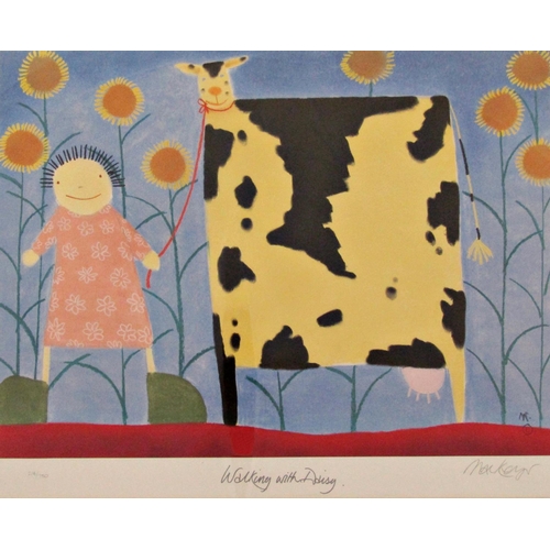 5 - Mackenzie Thorpe (B.1956) - 'Walking With Daisy', signed, limited 214/750 colour print, Washington G... 