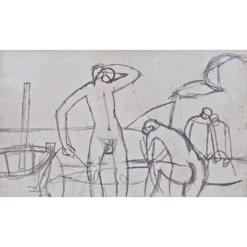 17 - Keith Vaughan (1912-1977) - 'Figures on a Beach', unsigned, inscribed Anthony Hepworth Fine Art Gall... 