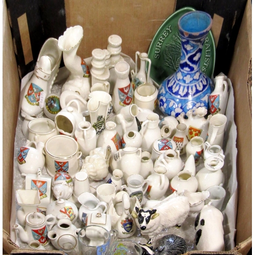 1032 - A collection of Crested wares including an Arcadian china clog, and an Arcadian shell, etc, together... 
