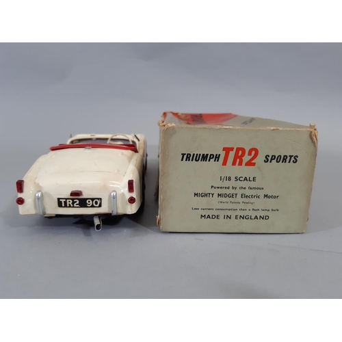 16 - Boxed Triumph TR2 Sports Car 1:18 scale powered by 'Mighty Midget Electric Motor' by Victory Industr... 