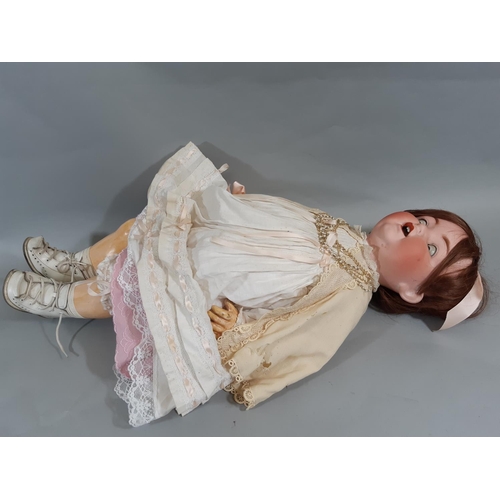 21 - Large bisque head baby doll by Ernst Heubach  1920/30's with closing blue eyes, flicker tongue, 2 to... 
