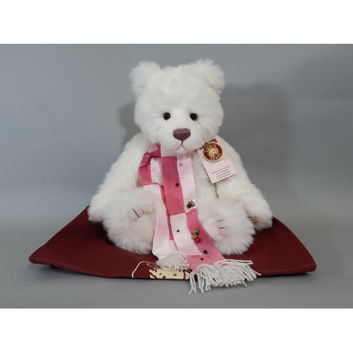 28 - Charlie Bear 'Carol' Teddy bear, ltd ed no. 266/600 with corduroy scarf trimmed with beads and bells... 