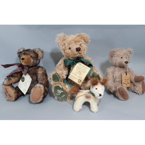 35 - 2 limited edition Teddy bears by Hermann: 'Max and Foxl' (bear with attached fox terrier) no 844/150... 