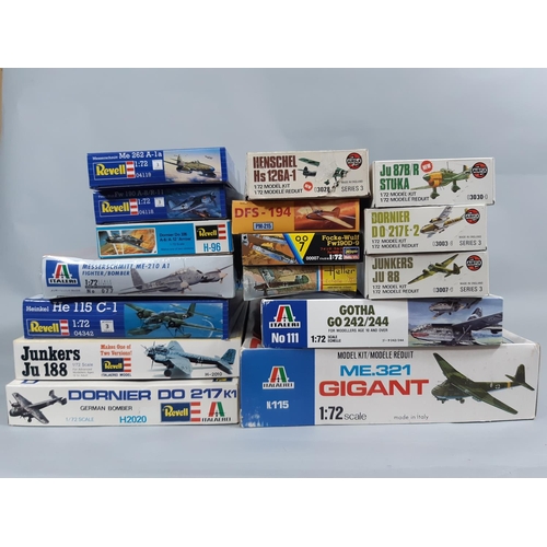 36 - 16 boxed model aircraft kits, all 1:72 scale Luftwaffe planes. Includes Italaeri Gigant German glide... 