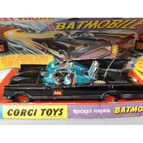 42 - 3 boxed Corgi model toys: Bat Mobile no 267, with inner sleeve, Batman and Robin, operating instruct... 
