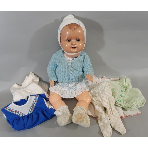 56 - Antique Hugo Wiegand baby doll for restoration: head is bisque- like (possibly composition) with imp... 