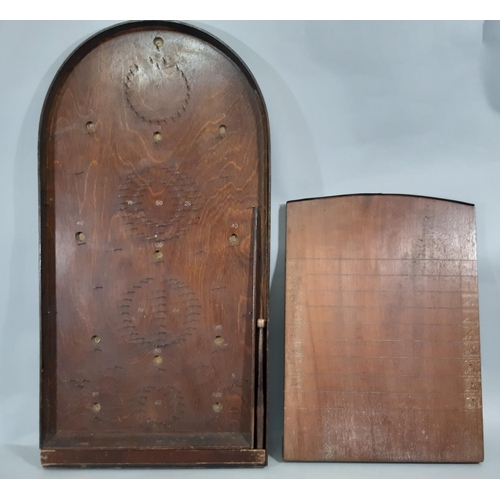 Vintage bagatelle game length 77cm together with a wooden 'Shuv Ha'penny' board (2)