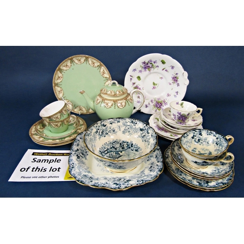 11 - A collection of late 19th century Minton tea wares with alpine style decoration comprising cake plat... 
