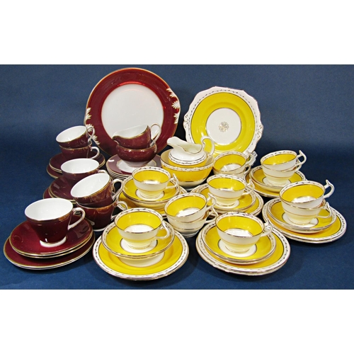 17 - A collection of Wetley China yellow and gilt tea wares including milk jug, slop bowl, pair of cake p... 