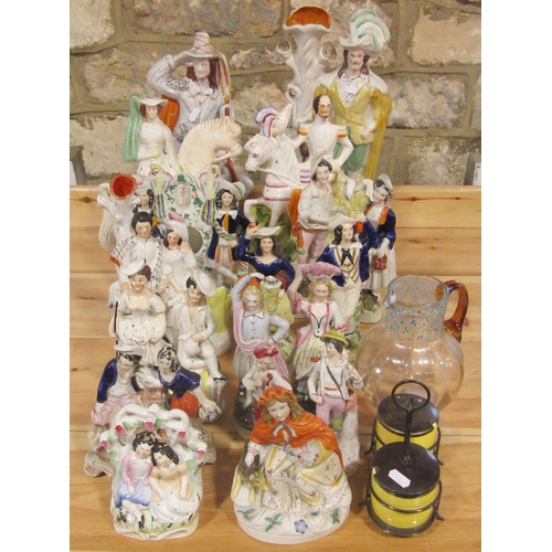 35 - A quantity of 19th century Staffordshire figure groups including equestrian subjects The Duke of Cam... 