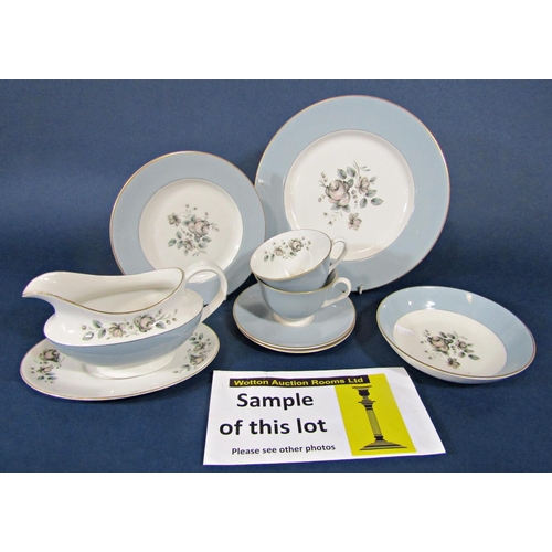 4 - A collection of Royal Doulton Rose Elegans dinner and teawares including an oval meat plate, sauce b... 